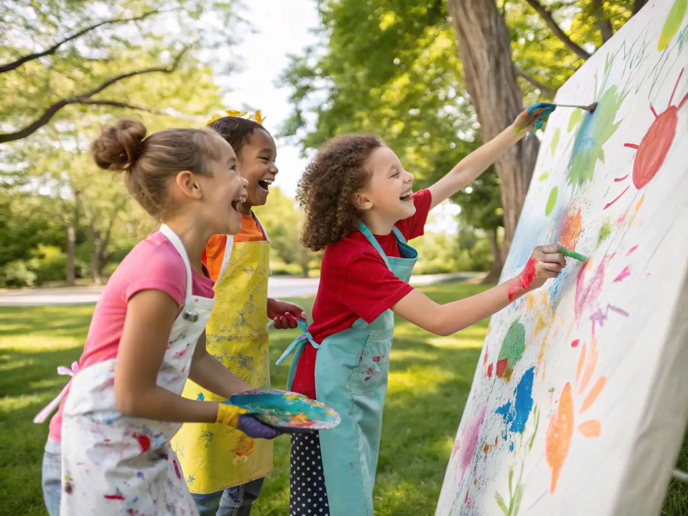 Children engaged in arts and crafts, exploring nature, and participating in cultural celebrations, with colorful decorations and joyful expressions, representing the Cultural and Discovery Activities.