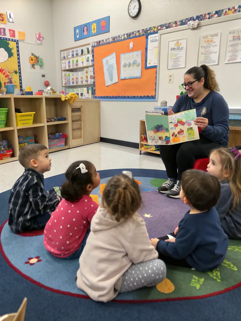 Image of children participating in a storytelling session, with a focus on engagement and imagination.